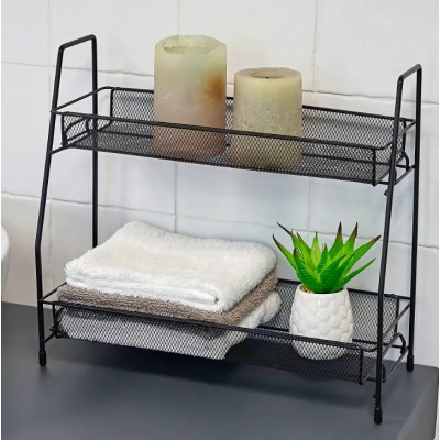 CESTINO DOPPIO IN METALLO NERO 31 X 17 X 33 CM