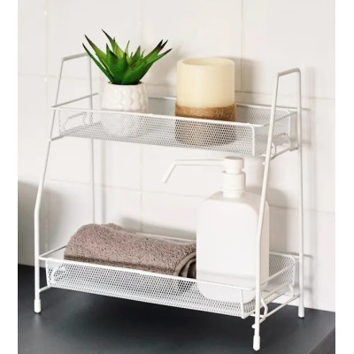 CESTINO DOPPIO IN METALLO BIANCO 31 X 17 X 33 CM