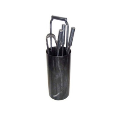 SET ATTREZZI CAMINO C/CONTENITORE PZ 5