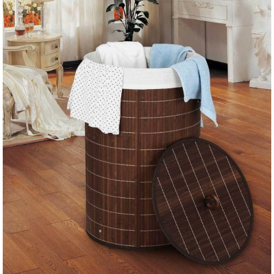 PORTABIANCHERIA BAMBOO PIEGHEVOLE TONDO MARRONE