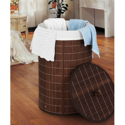 PORTABIANCHERIA BAMBOO PIEGHEVOLE TONDO MARRONE