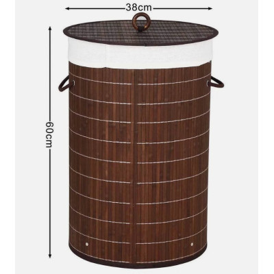 PORTABIANCHERIA BAMBOO PIEGHEVOLE TONDO MARRONE