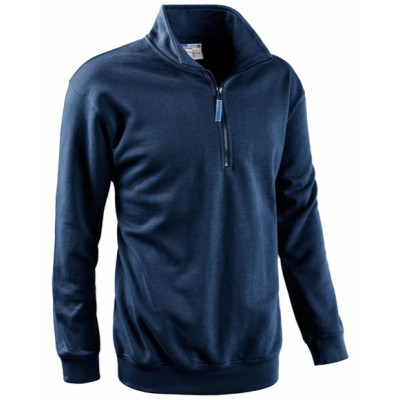 FELPA LAVORO 'SMASH' BLU TG.XXL MEZZA ZIP - COTONE