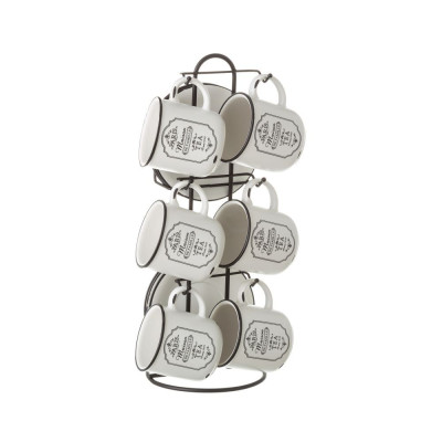 S/6 TAZZA PIATTO CAFFE PARIS  STONEWARE