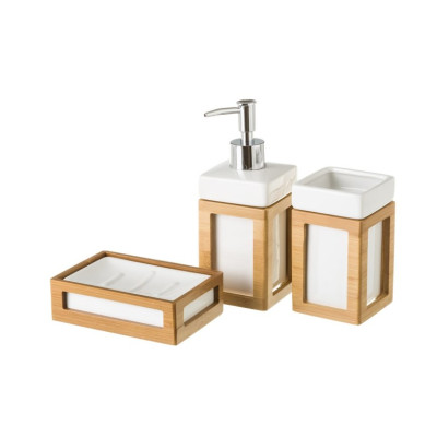 SET BAGNO CERAMICA-BAMBU BIANCO