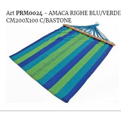 AMACA RIGHE BLU/VERDE CM 200X100 C/BASTONE