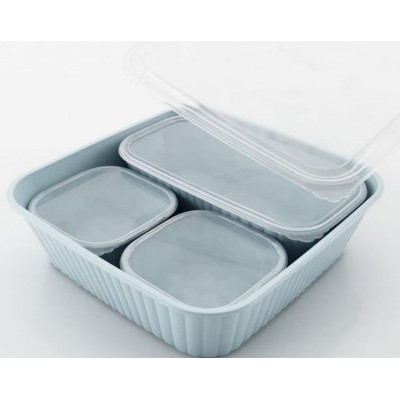 CONTENITORE FRIGO DORICA 4PZ COLORE CELESTE
