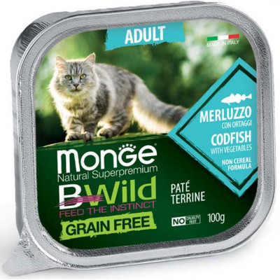 MONGE BWILD CAT AD. MERLUZZO/VERDURE GR 100